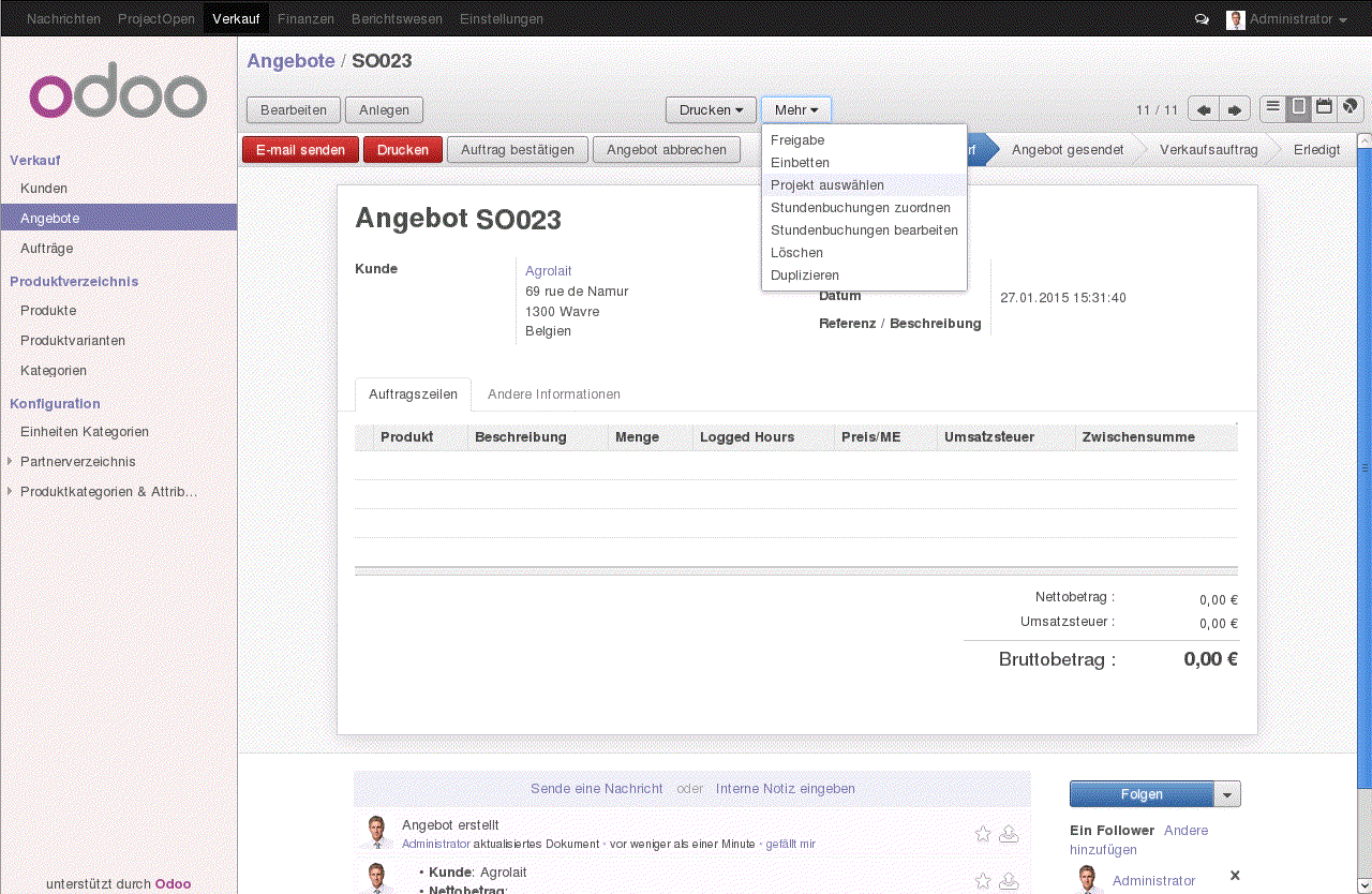 Odoo image and text block